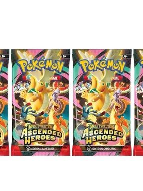 Pokémon TCG: Mega Evolution Ascended Heroes Booster Pack - (4) Pack Lot